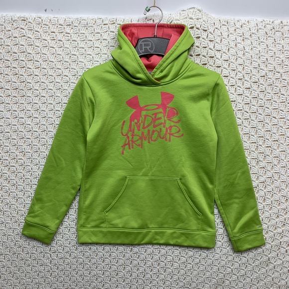 Under Armour Girls Hoodie YLG Youth Large Neon Green Loose Fit - Picture 1 of 9